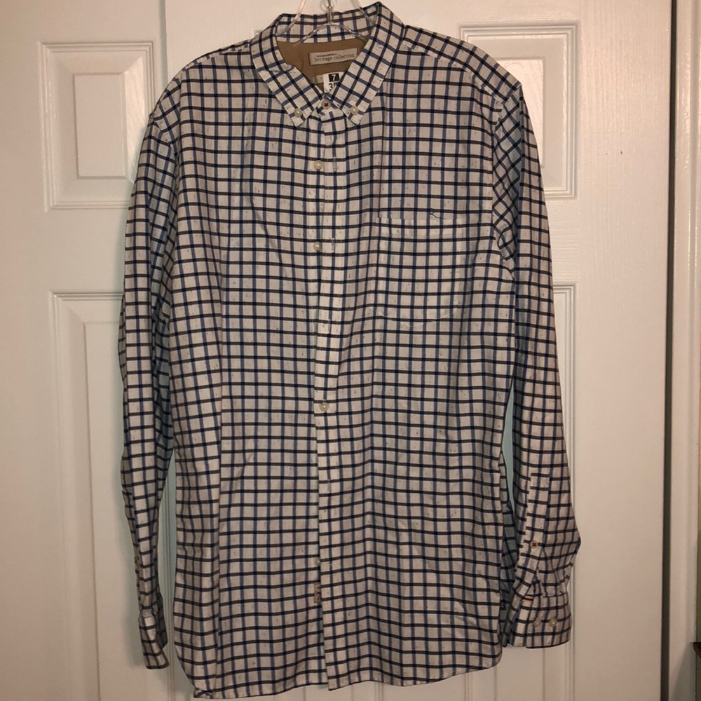 Banana Republic Blue and White Checkered Dress Shirt